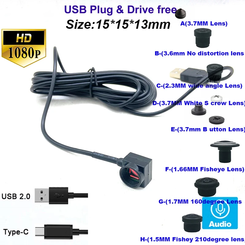 Low Power Not Heating HD 1080P Android Micro Usb TYPE-C OTG UVC USB Camera Audio For Android Mobile Phone Camera Otg Cam