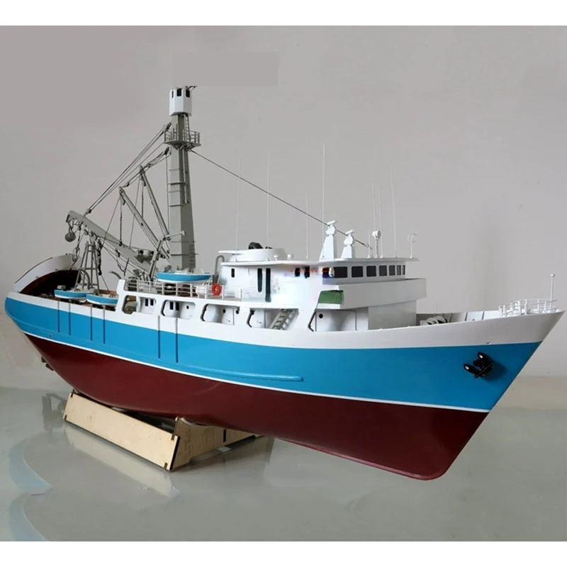 RC Boats 1/60 Albatun Wooden Sailboat Seine Fishing Vessel Simulation Remote Control Ship Model Kit Toys