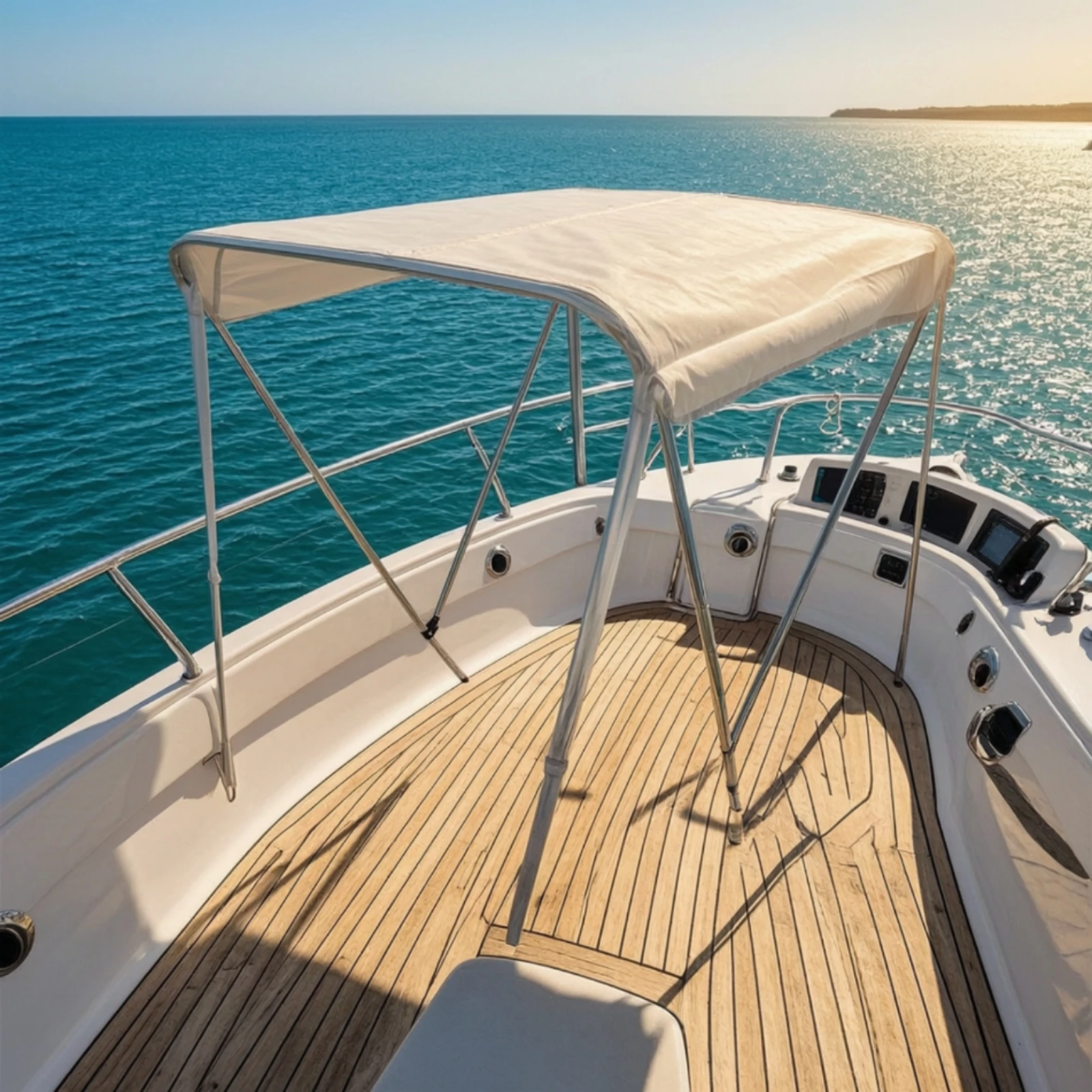 Bimini Top with Support Poles Sun Shade Foldable Marine Bimini Top Boat Awning Easy to Install for Boaters, Inflatable Boats