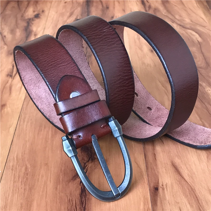 Super Thick Genuine Leather Men Belt Vintage Pin Belt Buckles For Men Ceinture Homme Jeans Male Belt  Leather belt Men MBT0507