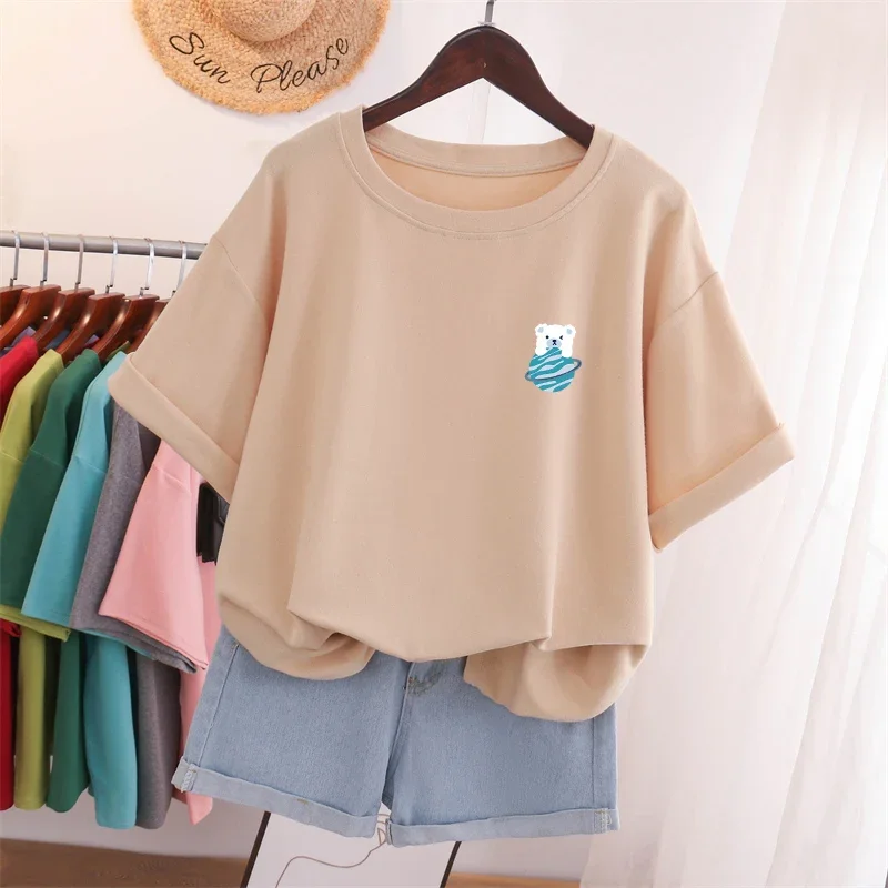 EBAIHUI Oversized T Shirts Cotton Plus Size T Shirt Summer Top Tees Printed Japanese O Neck L-5XL Short Sleeve Tshirt Women