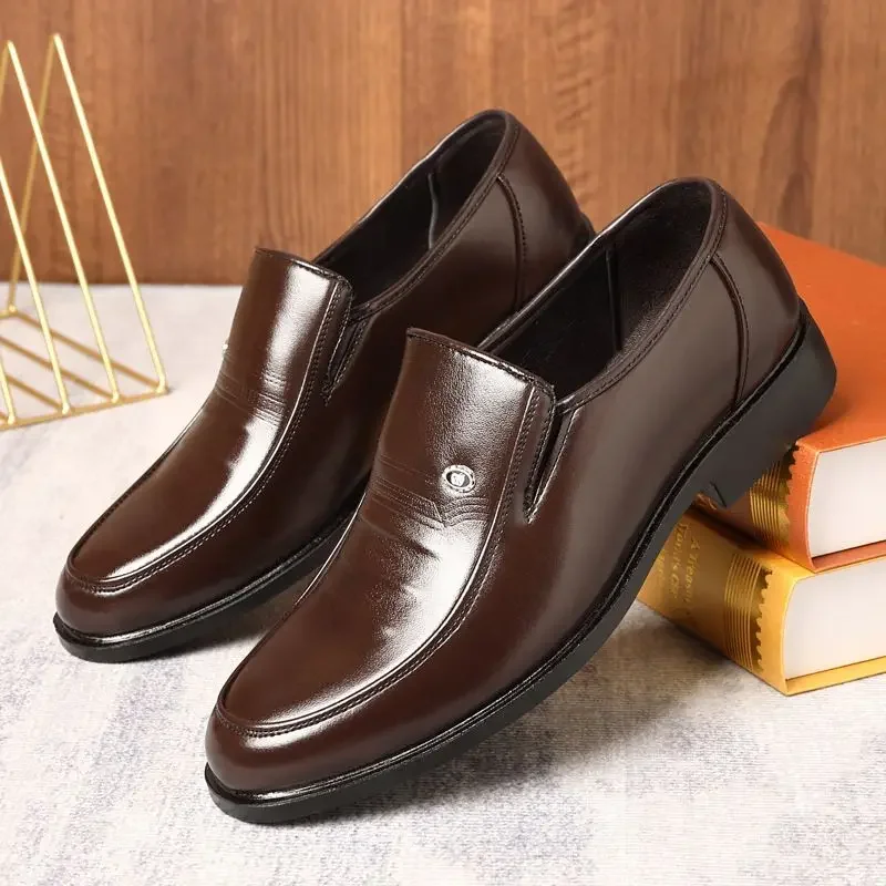 Spring Autumn Brown Social Shoe for Men Black Legitimate Leather Office Dress Shoes Man High Quality Fashion Low Price Footwear