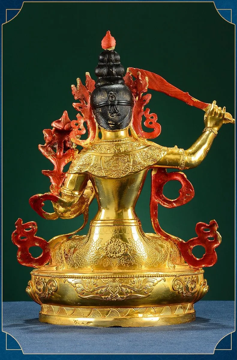 Wholesale Buddhist supplies Asia Thailand Manjushri Bodhisattva Buddha gilding statue Exorcism exorcise evil spirits bless Safe