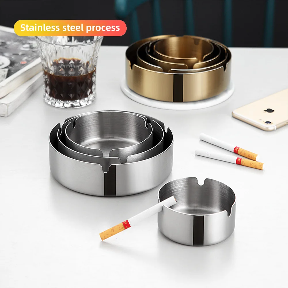 

Stainless Steel Ashtray Creative Windproof Anti-drop Ashtray Modern Minimalist Style For Room Party Restaurant Bar Cafe Hotel