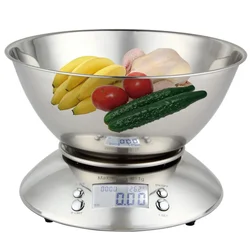 Household stainless steel kitchen scale with clock and bowl Household scale split design accessories Food