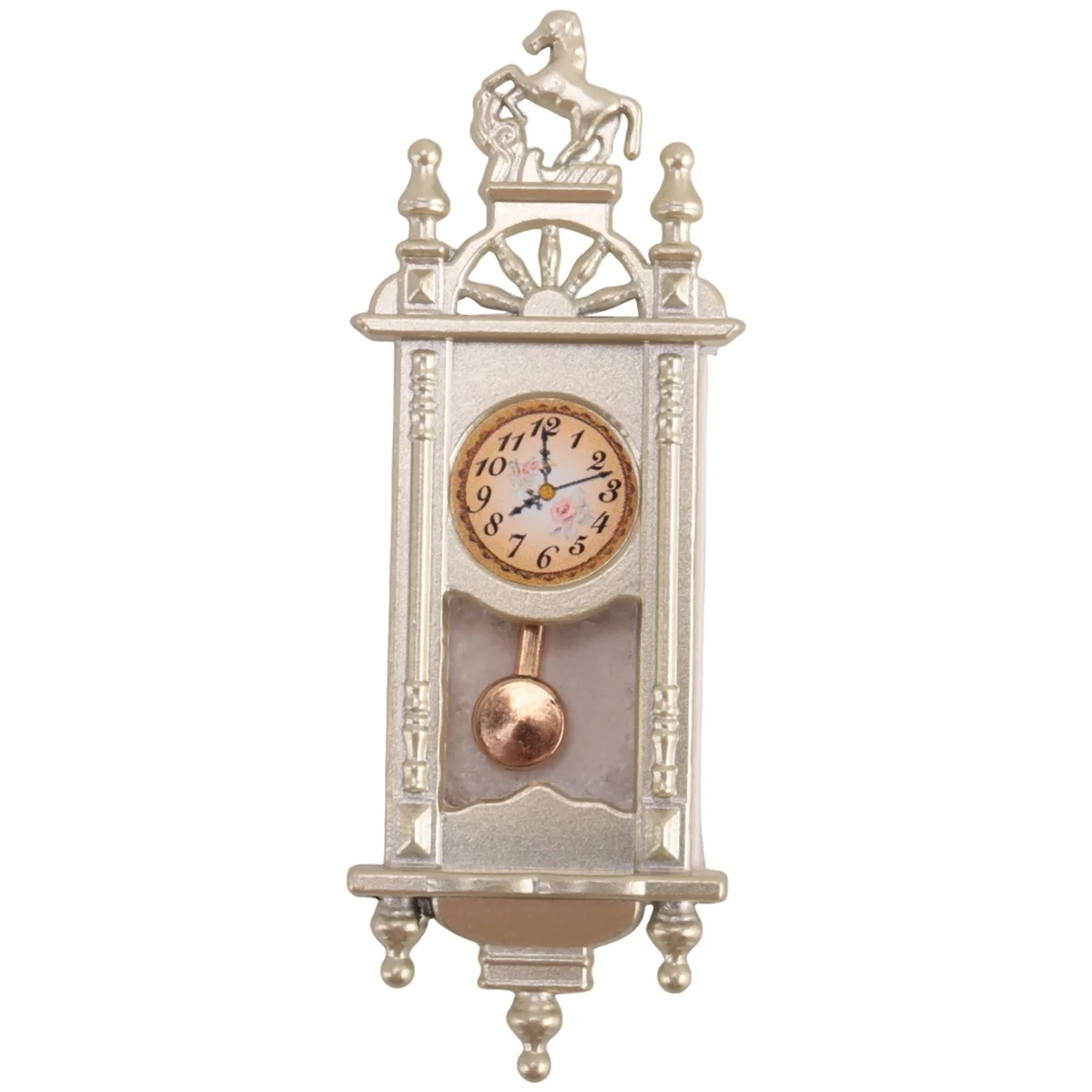 1/12 Scene Mininature Roman Clock Pendant Clock Living Room Wall Clock Decoration Doll House Accessories B