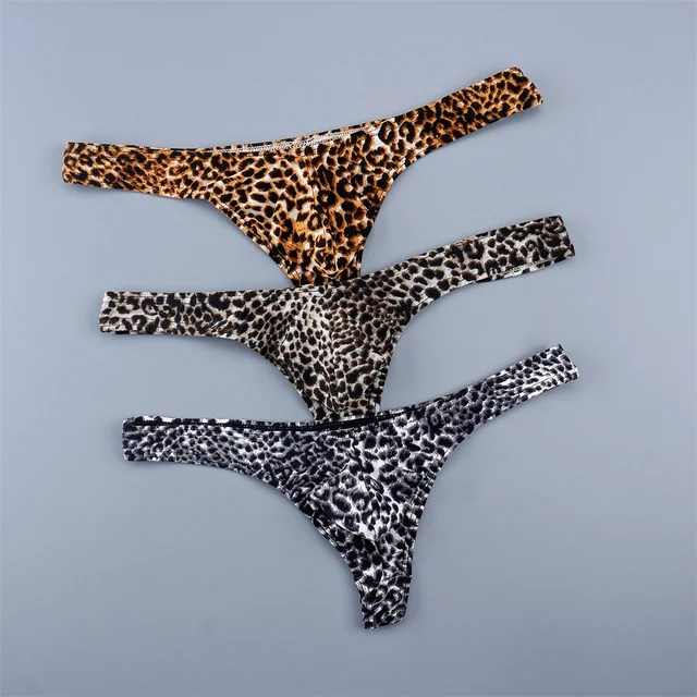 Fashionable Mens Leopard Printed Bulge Thong Pouch Underwear Male Plus Size M-3XL T-back Sexy Low Waist Comfortable Panties 2 Fashionable Mens Leopard Printed Bulge Thong Pouch Underwear Male Plus Size M-3XL T-back Sexy Low Waist Comfortable Panties 2