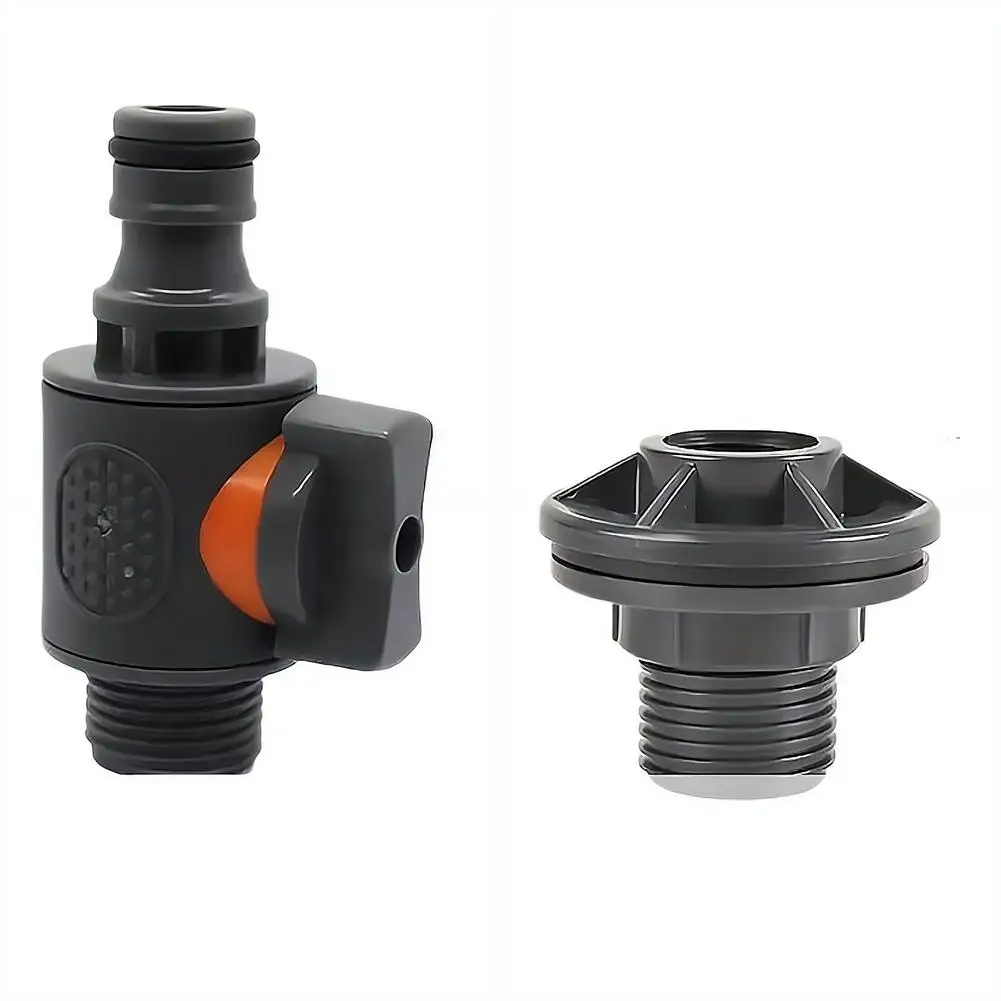 

Quick Install Water Tank Connector Kit with Shut-Off Valve, PVC Fitting for Rainwater Harvesting & Garden Irrigation