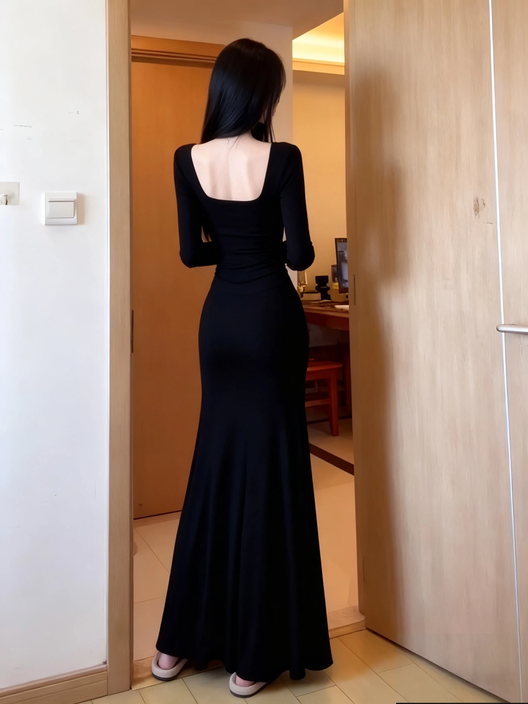 긴소매 여성 민사 결혼식 가을 니트웨어 스모크 버튼 패널 허리 조임 레귤러 핏 프레피 스타일 우아한 드레스