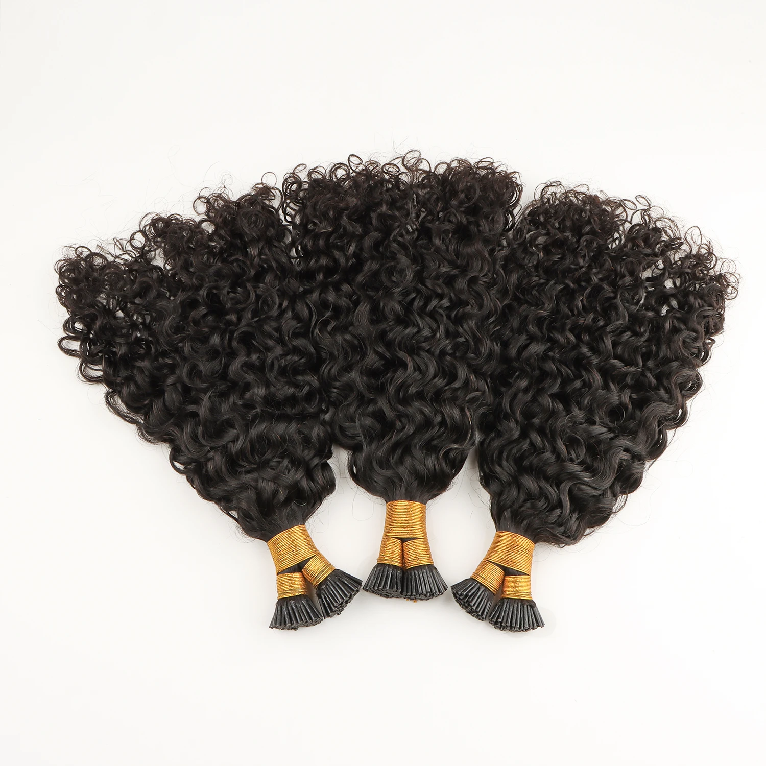 AHVAST I-tip hair extension 100g deep curly natural black virgin brazillian human hair bundles for braids