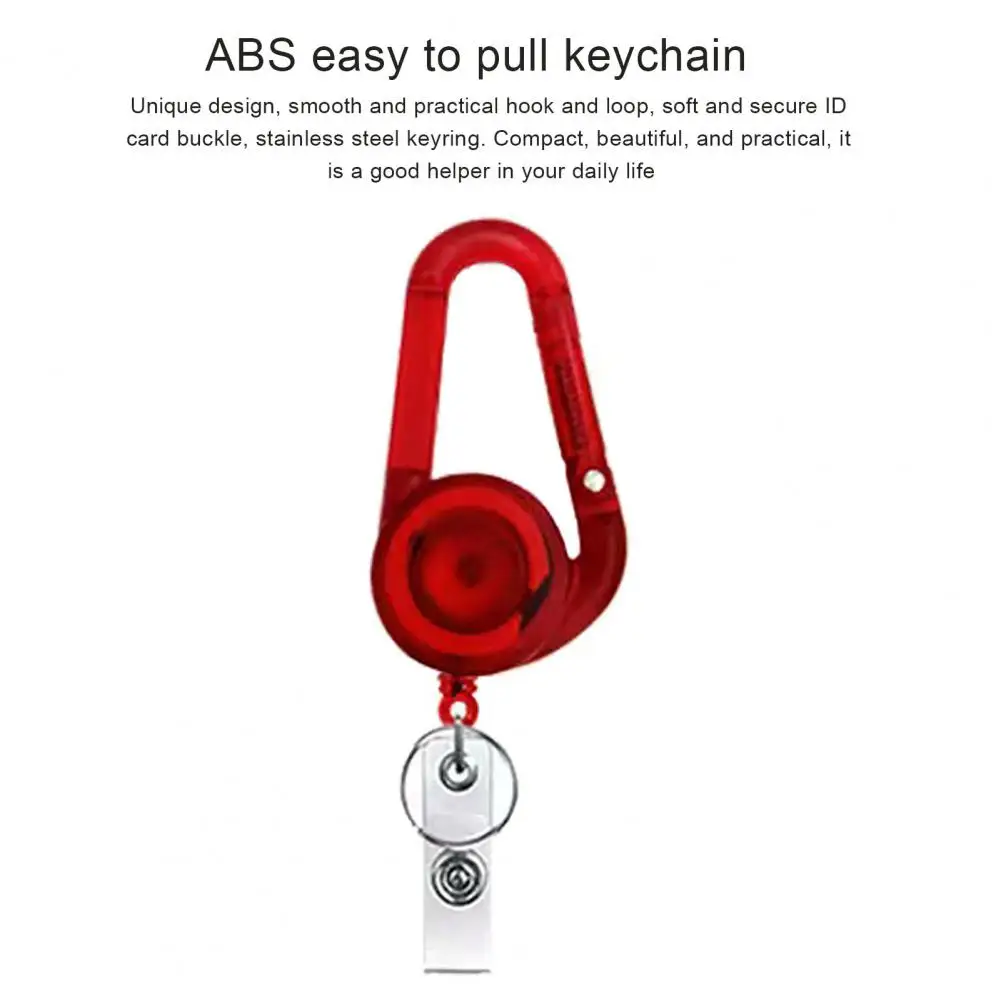 Titular crachá retrátil com mosquetão para escritório, carabiner carretel, portátil, leve