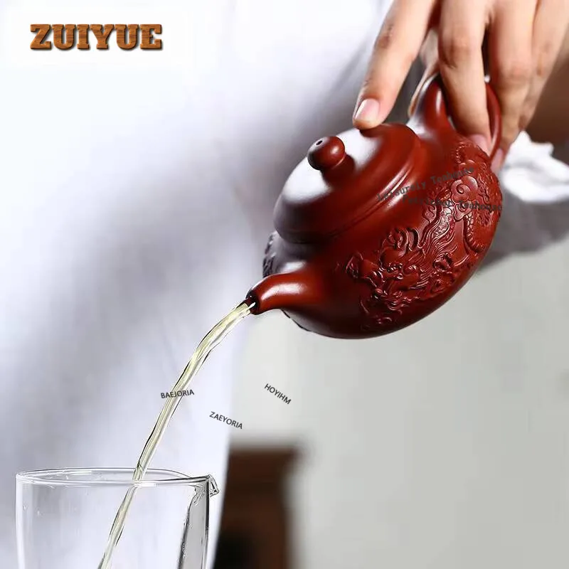 

230ml Ancient Yixing Purple Clay Teapots Handmade Ssangyong Pot Raw Ore Dahongpao Mud Kettle Chinese Zisha Tea Set For Craft