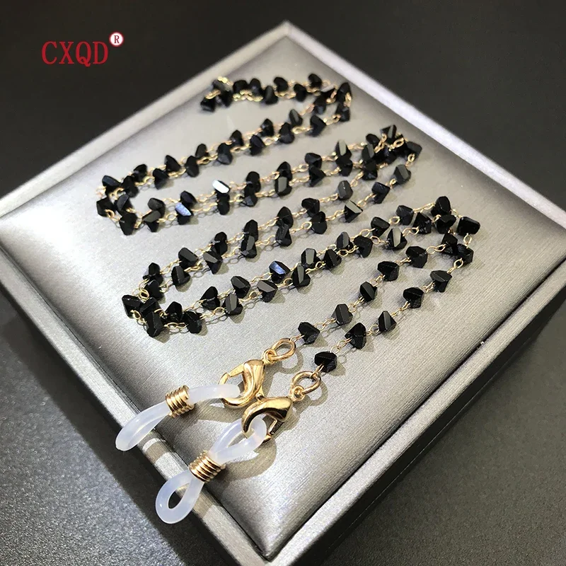 Sunglasses Mask Chains For Women 4mm Triangle Crystal Beaded Eyeglasses Lanyard Glass Fashion Jewelry Hanging Neck Accessories