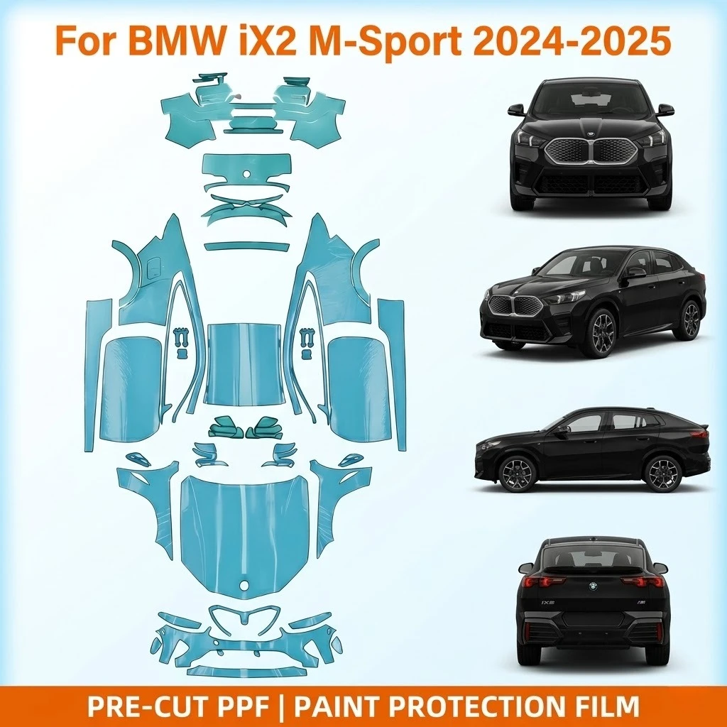 

Предварительно нарезанная прозрачная защитная пленка PPF для бампера, автомобильная пленка Clear Bra для BMW iX2 M-Sport 2024-2025