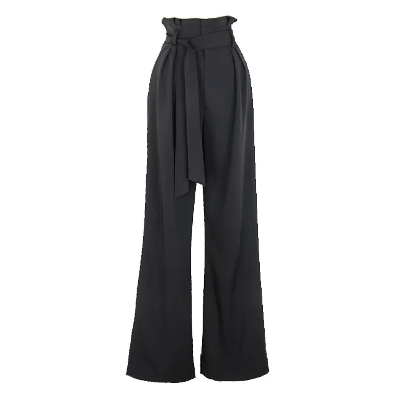 英国製ラテンダンスパンツ - レディースハイウエストストレートレッグ練習用パンツ、社交ダンス＆ラテンダンス用、プロ仕様チューリップデザイン