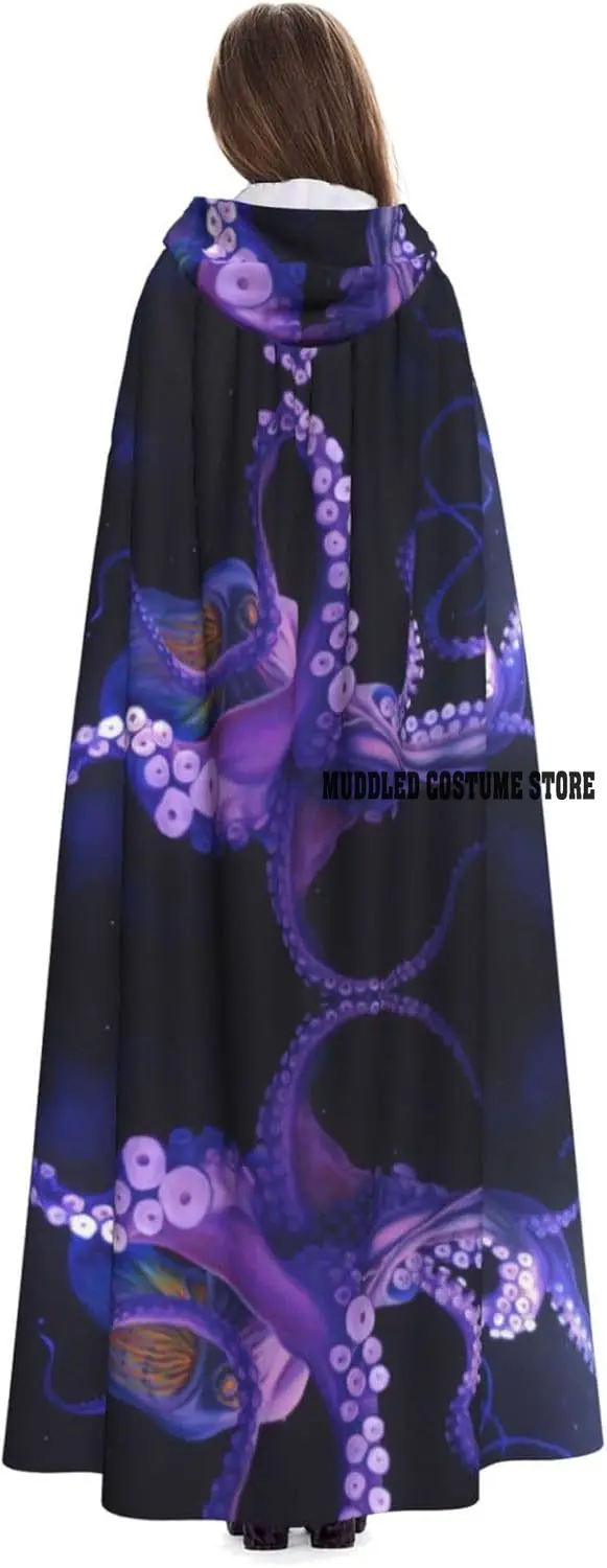 الأرجواني الأخطبوط للجنسين مقنعين الرأس هالوين عباءة تأثيري ازياء حزب الرأس مع غطاء محرك السيارة المتضخم للبالغين