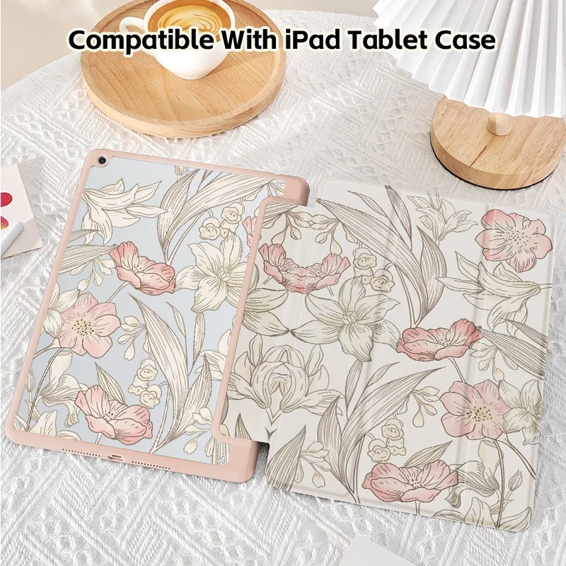 Case For iPad 10.2/9.7/10.9 Inch Cover,Transparent Acrylic,Double-Sided Printing,Optional With Capacitive Pen/Felt Bag Set