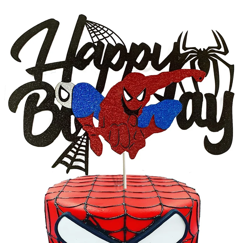 Disney Spiderman Birthday Party Cake Decorations Kids 1/2/3 Birthday Cake Toppers for Kids Boys Birthday Party Cake Decorations