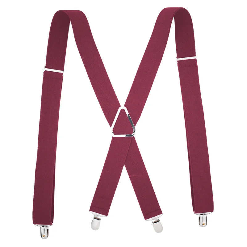 Suspender de 2,5x110cm para hombres y mujeres, 4 Clips para adultos, tirantes para hombres, tipo X, 1 pieza, correa elástica ajustable, tirantes anchos, suspensorio de trabajo para hombre