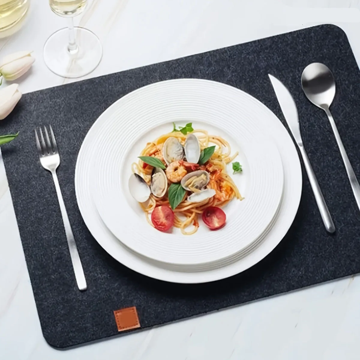 Meal mat knife and fork bag set,meal mat coaster, washable meal mat (4PCS meal mat+4PCS coaster+4PCS knife and fork bag)