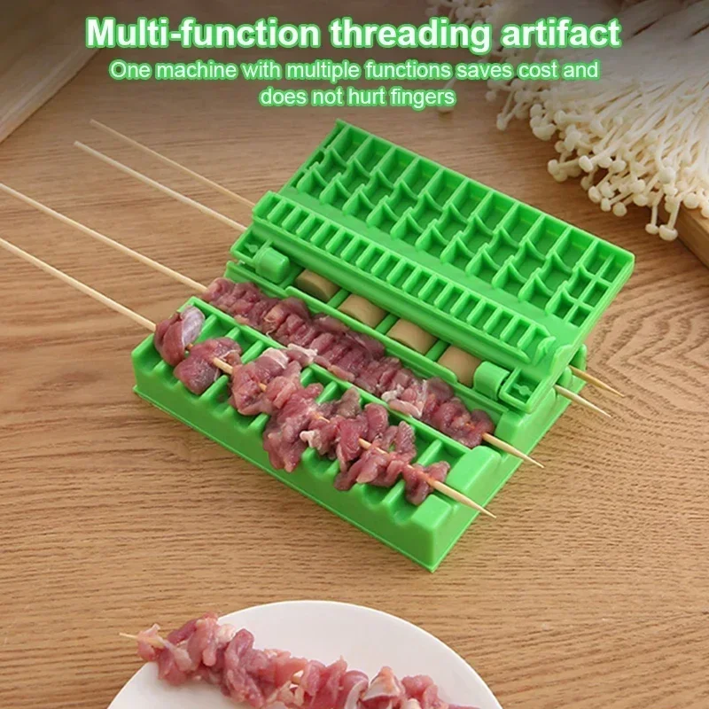 บาร์บีคิว Stringer Fast Skewer Kebab Maker กล่องเครื่องเนื้อผัก String ย่างบาร์บีคิวอุปกรณ์ครัว BBQ Gadget