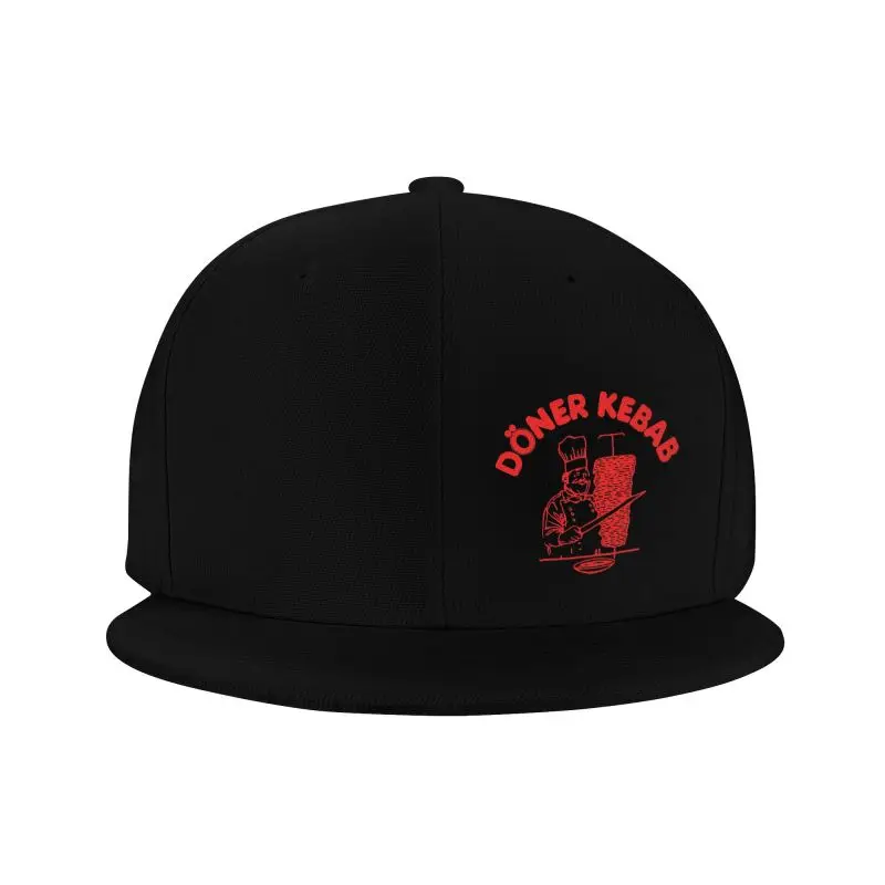 Doner Kebab Graphic Print Baseball Cap Unisex Flat Bill Snapback Cap Outdoor Sun Visor Hat Adjustable Trucker Hat