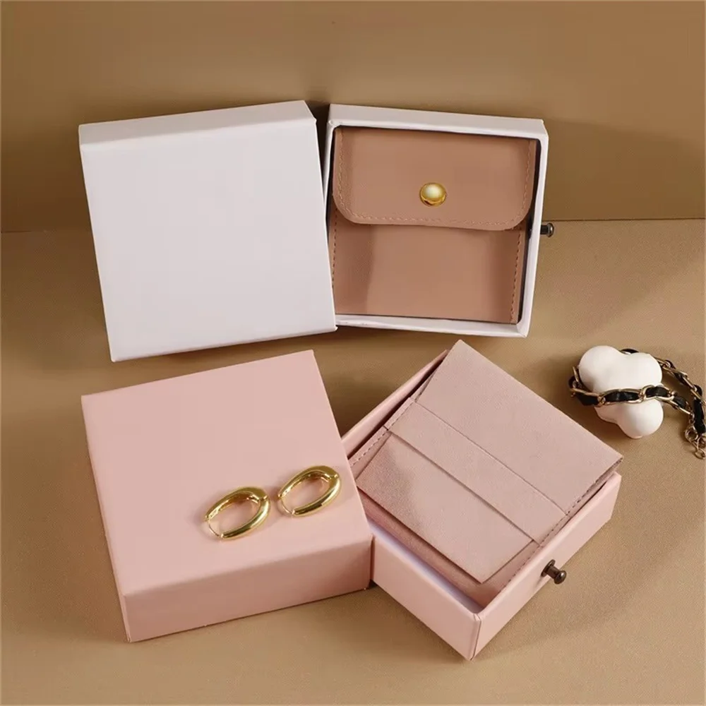 9*9cm Logo MOQ50 Cardboard sliding Jewelry box Handmade Jewelry Packaging Box Necklace Drawer Box