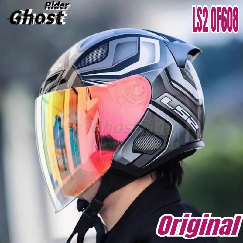 

HOT Original LS2 3/4 Open Face Helmet LS2 Capacete Motorcycle Helmet OF608 Summer Jet Scooter Motobike Half Helmets Cascos Para