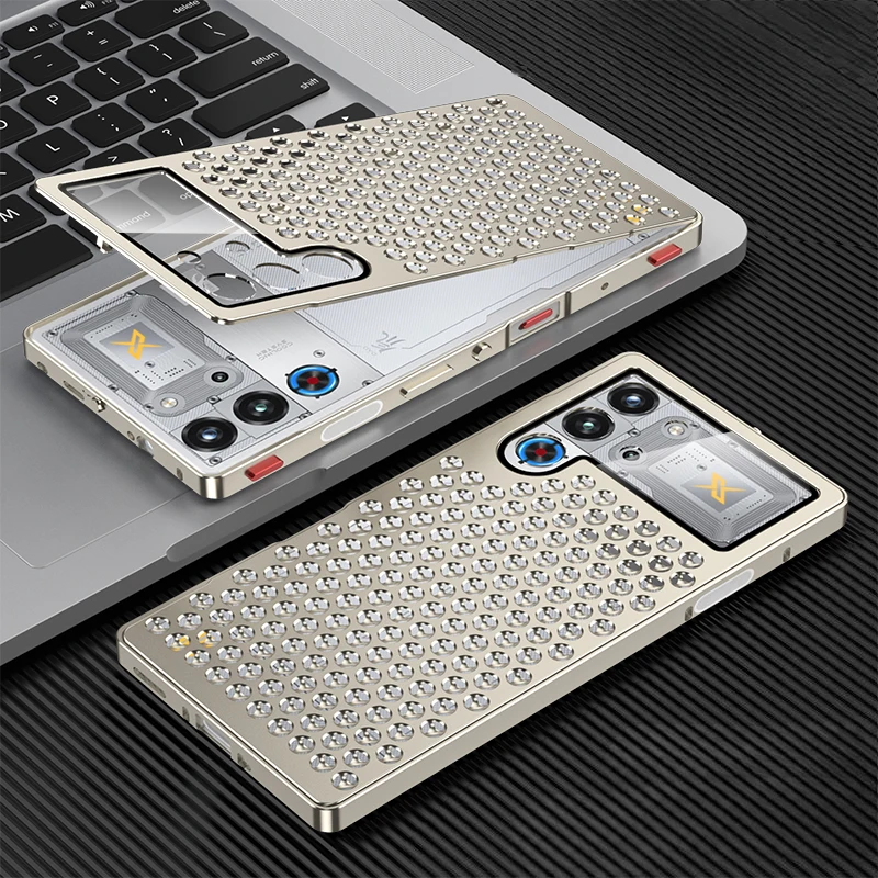 

Metal hollow heat dissipation holes Back Cover For ZTE nubia Red Magic 10 Pro+ Pro PIus Spring buckle Fall prevention Phone Case