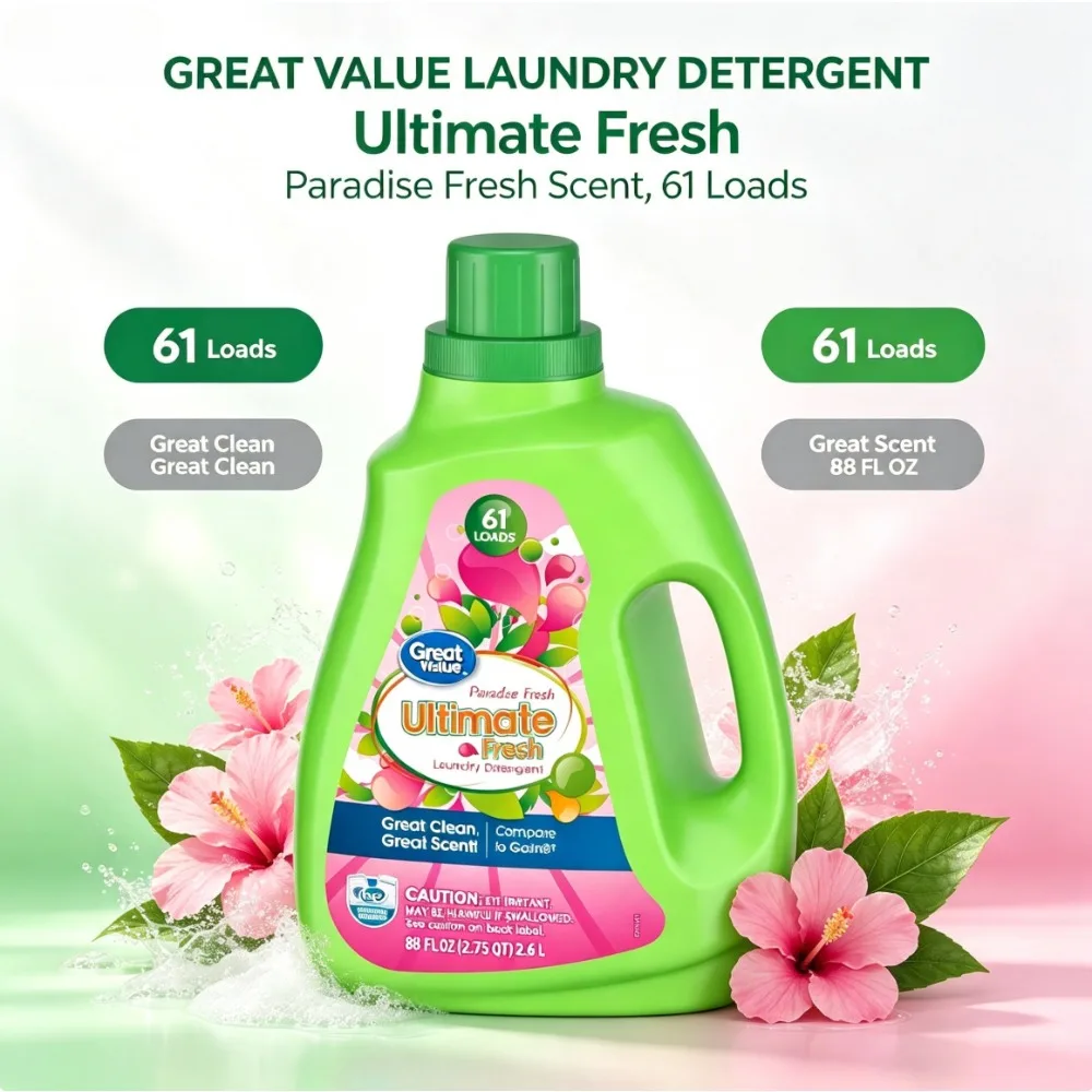 Ultimate Fresh Laundry Detergent Paradise Fresh 88 fl oz Liquid Laundry Soap Concentrated for Clothes High Efficiency Deep Clean Fresh Scent Powerful Stain Remover for All Machine Types