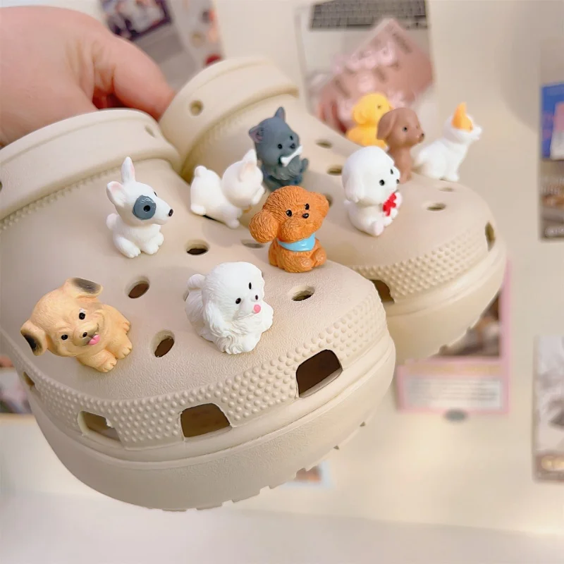 New JIBBITZ Cute Puppy Shoe Charms Set For Clogs Removable ABS DIY Shoe Decoration Interesting Shoe Buckle Perfect Gift image 3