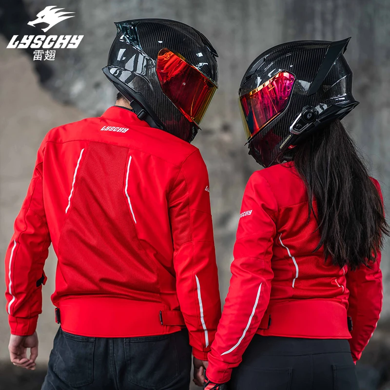 LYSCHY Motorcycle Jacket Summer Men Women Couple Breathable Mesh Riding Top Cloth CE1/2 Motorcycle Motocross Racing Jackets 4XL