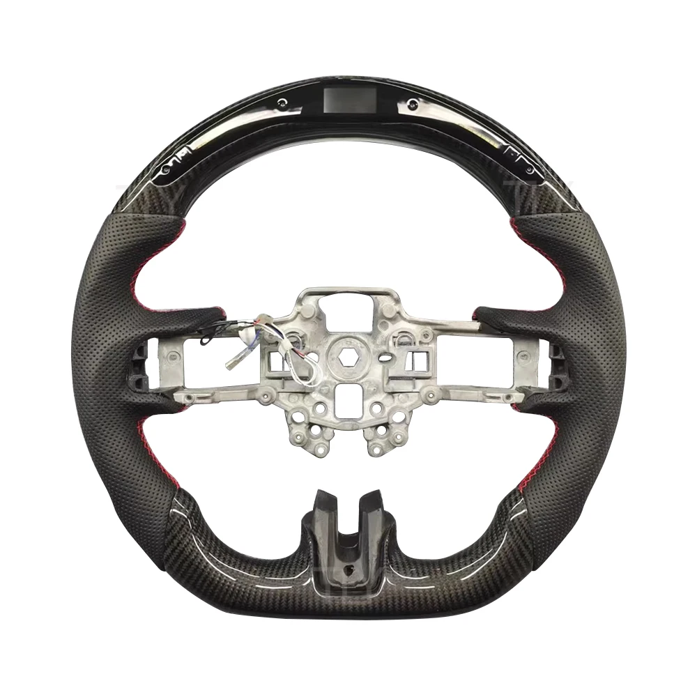 

Suitable for Mustang GT 2015 2016 2017 2018-2022 LED Forged Carbon Fiber Steering Wheel Leather Steering Car Interior Upgrade