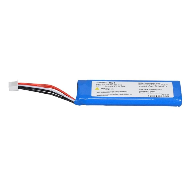 8000mAh 3.7V Rechargeable Power Pack Exact Fit for JBL Flip4 Special Edition GSP872693 01 Portable Speaker Internal Battery view 2