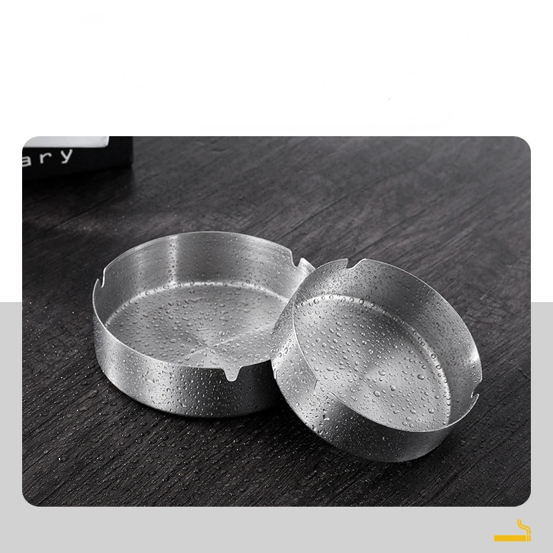 

8cm Round Stainless Steel Cigarette Ashtray Portable Tabletop Silver Metal Ash Tray for Smoker Fly Ash Proof Home Decoration