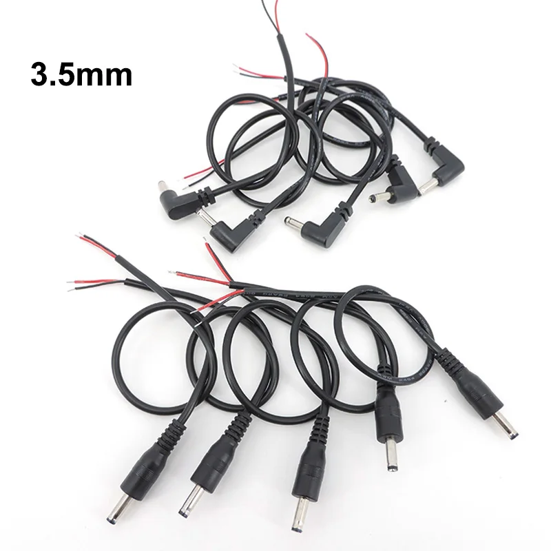 30cm 2 rdzeń DC MALE 3.5mm x 1.35mm PROSTY kąt prosty 3.5 złącze zasilania kabel Wtyczka Przewód cynowany Końce DIY naprawa