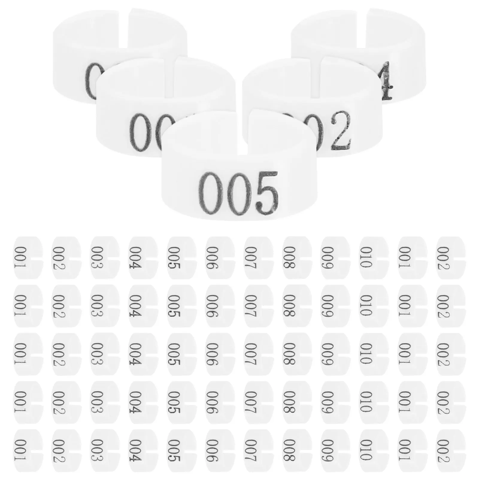 100Pcs Plastic Pigeon Leg Bands 8Mm Inner Diameter Numbered 001-100 Secure Fit Reusable Bird Foot Rings for Pigeon Training