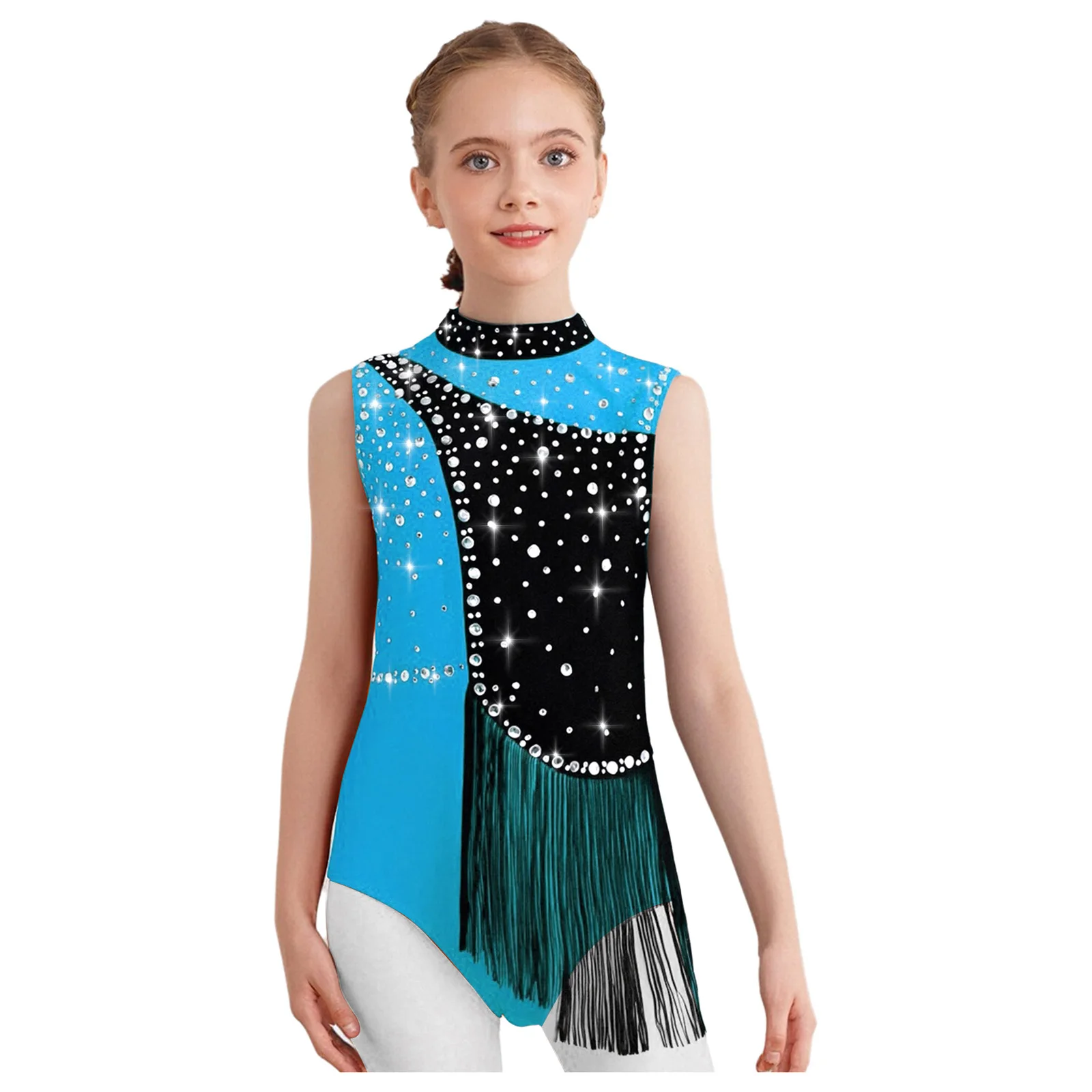 

Kids Girls Catching Gymnastics Acrobatics Competition Dance Leotard Elegant Girls Sleeveless Sequins Ballet Modern Dance Wear