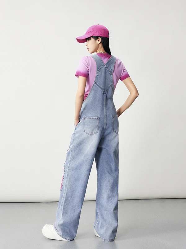 Togula 25 Nowy Amerykański Retro Hot Girl Onesie Damski Luźny Wyszczuplający Modny Top Street Sle Spodnie z Wysokim Stanem Długie Bawełniane