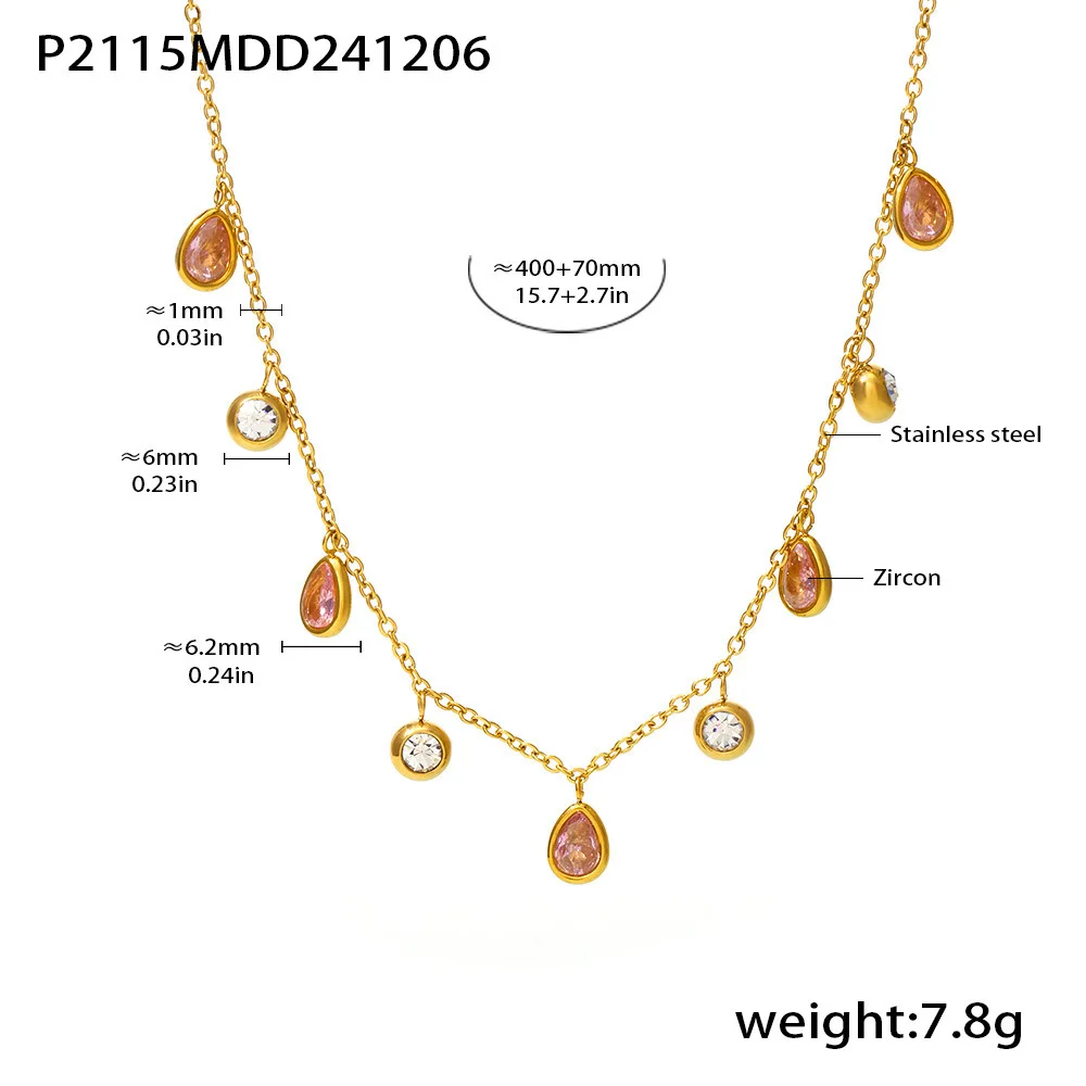 Women's Gold Plated Zircon Water Drop Pendant Necklace