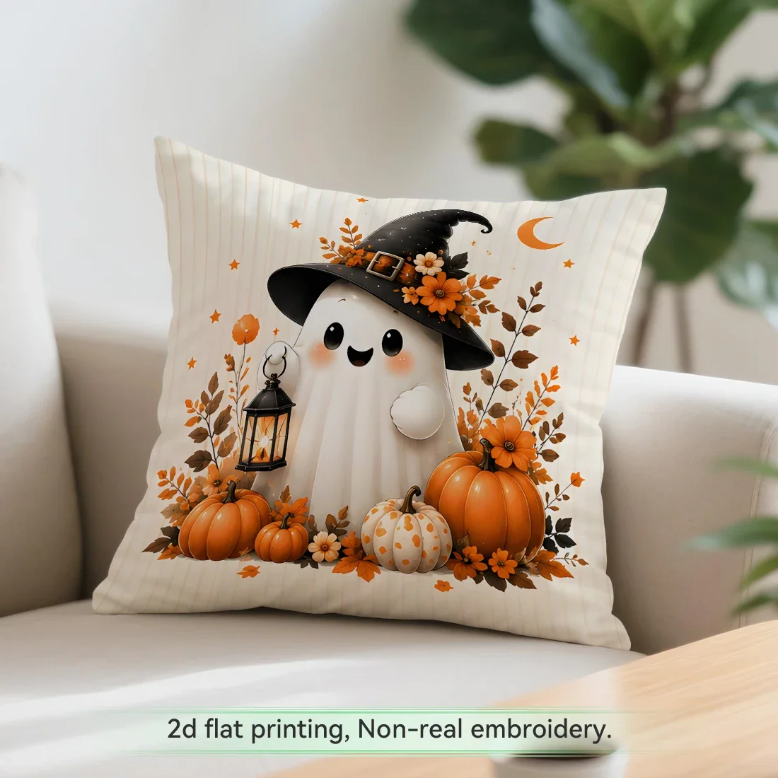 Autumn Gentle Ghost Pumpkin Cushions Pillowcase Polyester Cushion Cover Throw Pillow Pillowcover Home Car Sofa Decor
