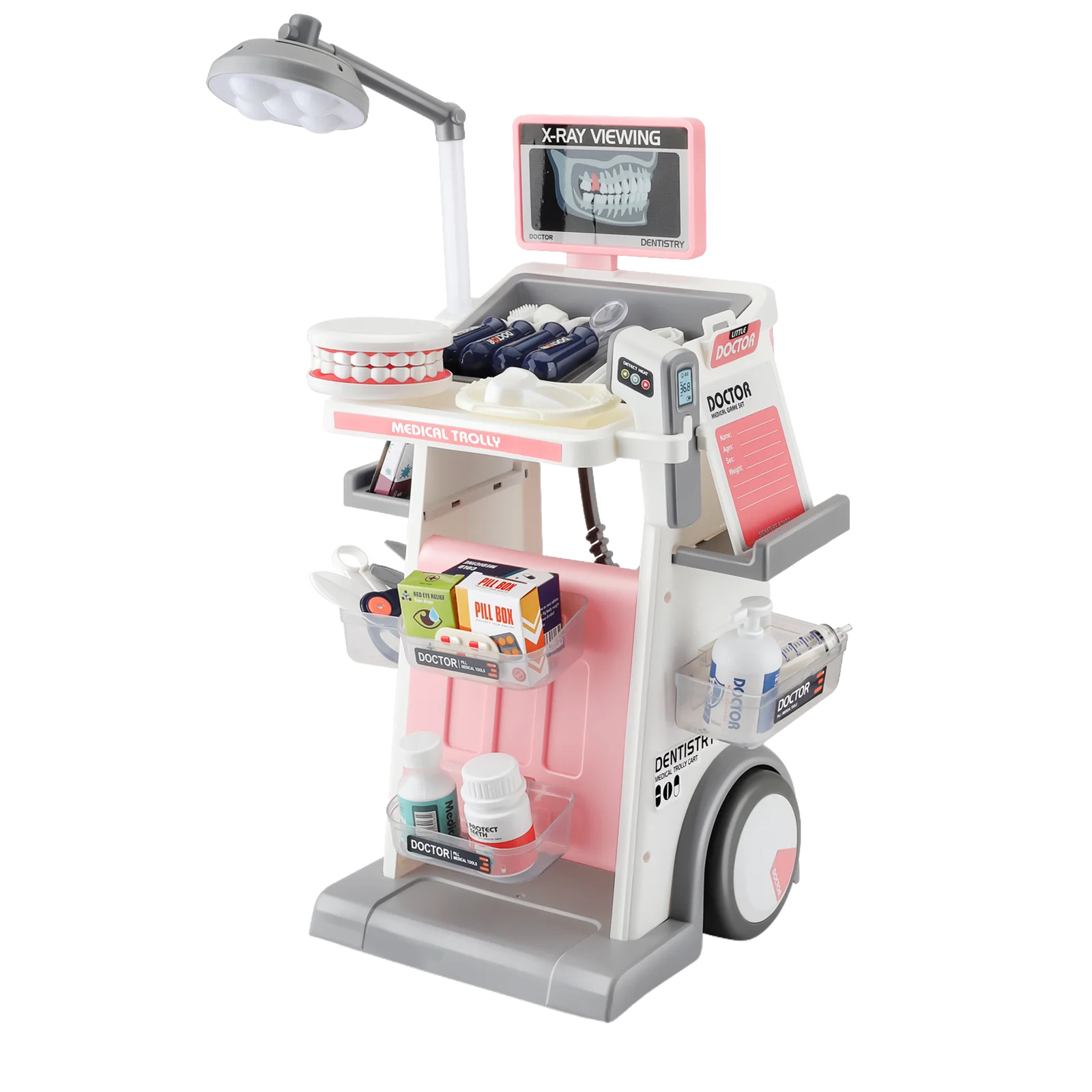 Grand ensemble de jouets de jeu de rôle pour dentiste pour enfants - avec lumières et sons, y compris les modèles dentaires + les outils de traitement, le rôle immersif