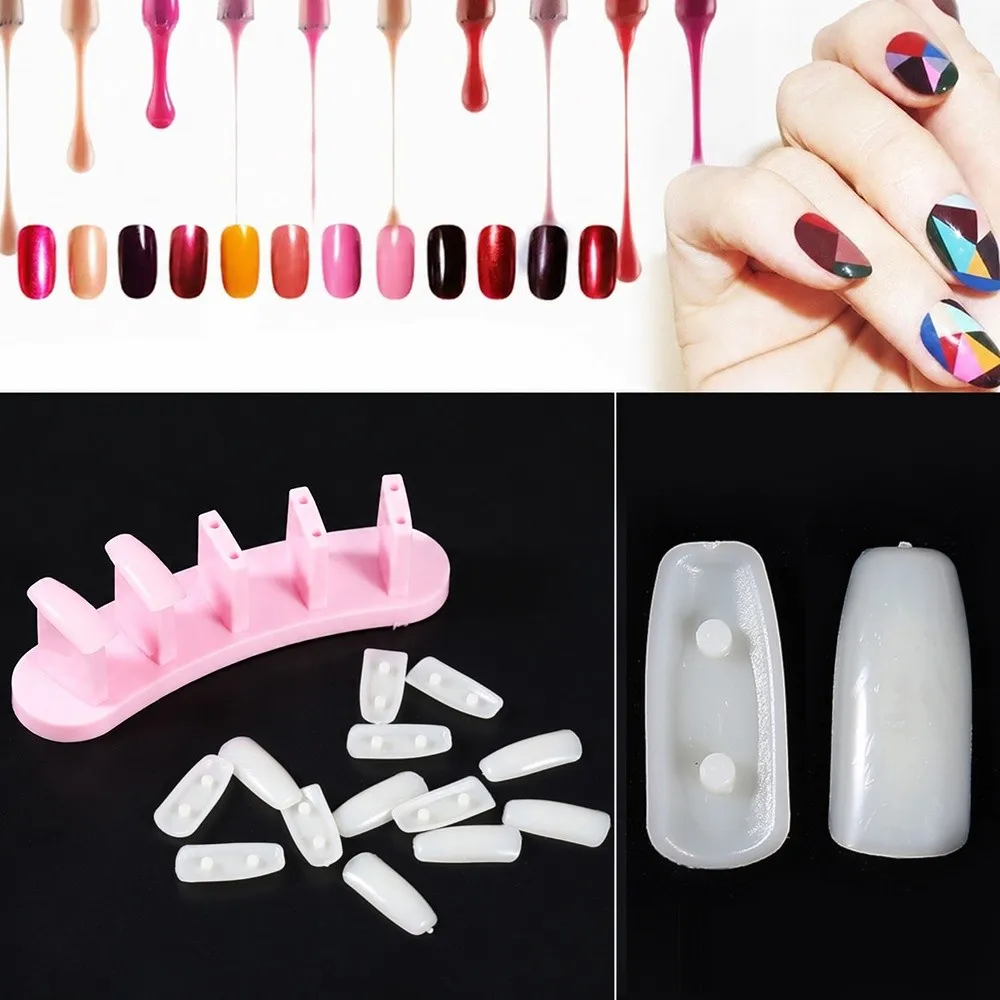 3pcs Removable Removable Practice Nail Stand Clear Acrylic Plastic Nail Practice Base Stand False Nail Tips Display Holder
