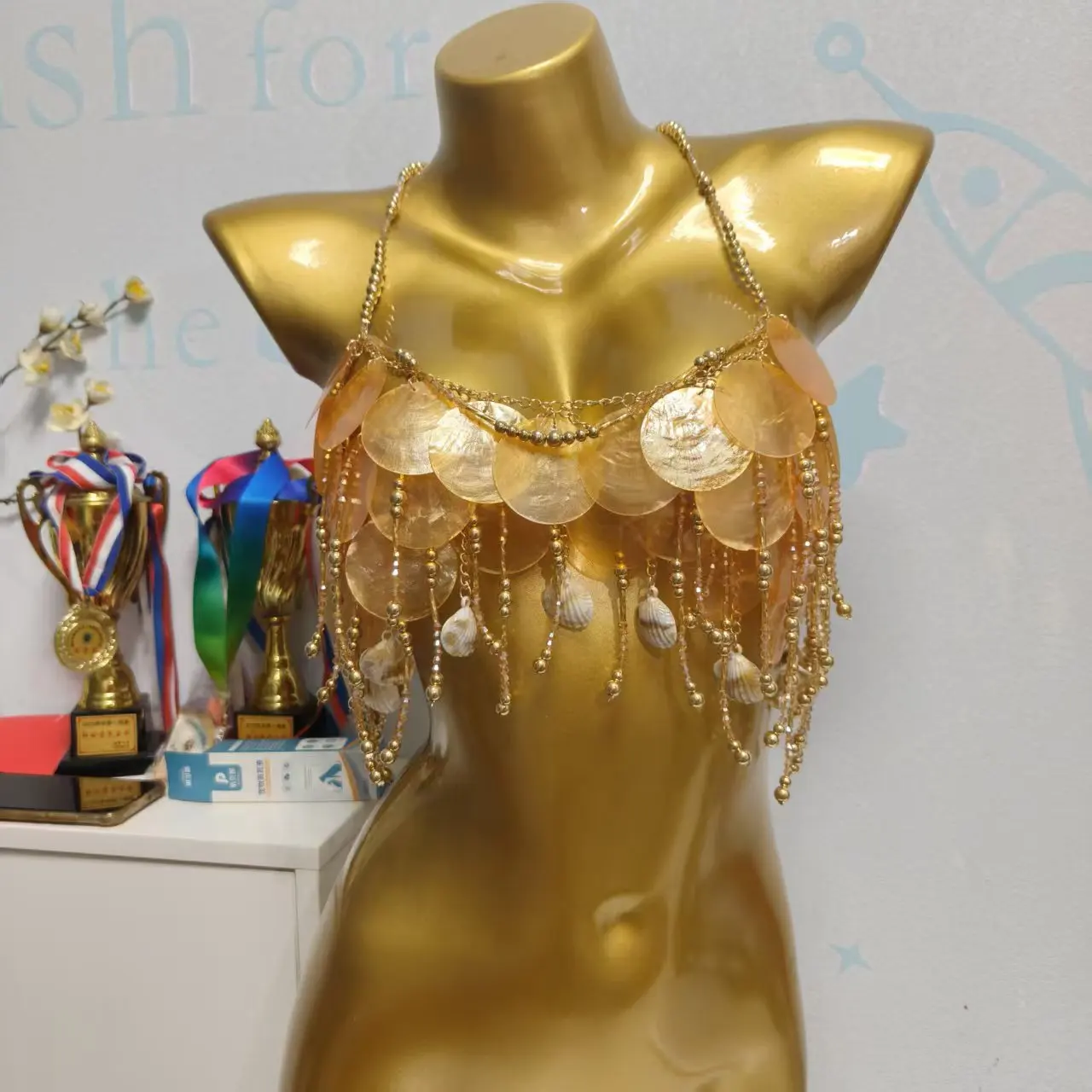 Selling Handmade Bead Sequin Chest Chain, Crystal Heavy Industry Body Chain, Sexy Suspender Accessories, Fashionable Strapless