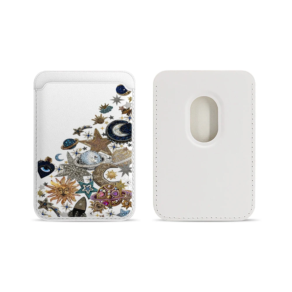 Golden Stars Moon Y2K Leder-Kartenetui Handyhülle Kartenhalter Magnetische Hülle Geeignet für alle iPhones mit Magsafe-Kartenfunktion – Detail 8