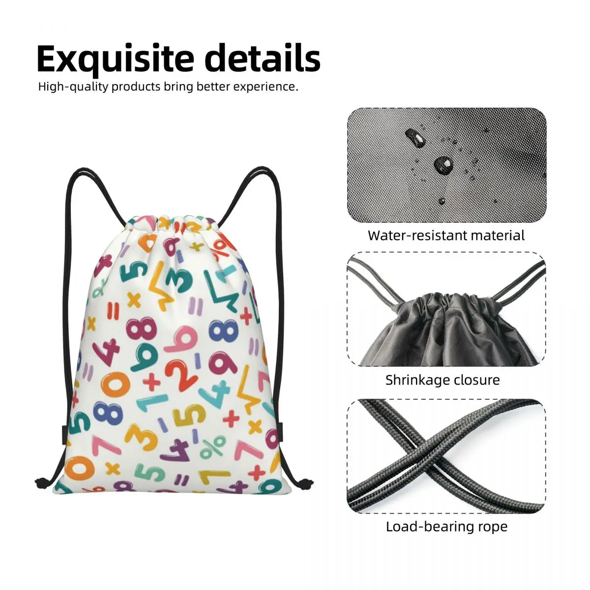 Custom Colorful Math And Numbers Drawstring Bag Men Women Lightweight Teacher Student Sports Gym Storage Backpack