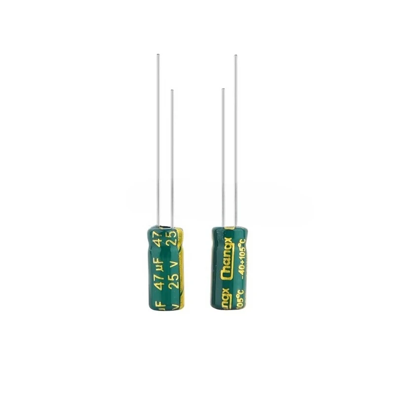 10Pcs 25V47UF green gold high frequency low resistance new genuine direct plug electrolytic capacitor 47UF 25V 5 * 11MM