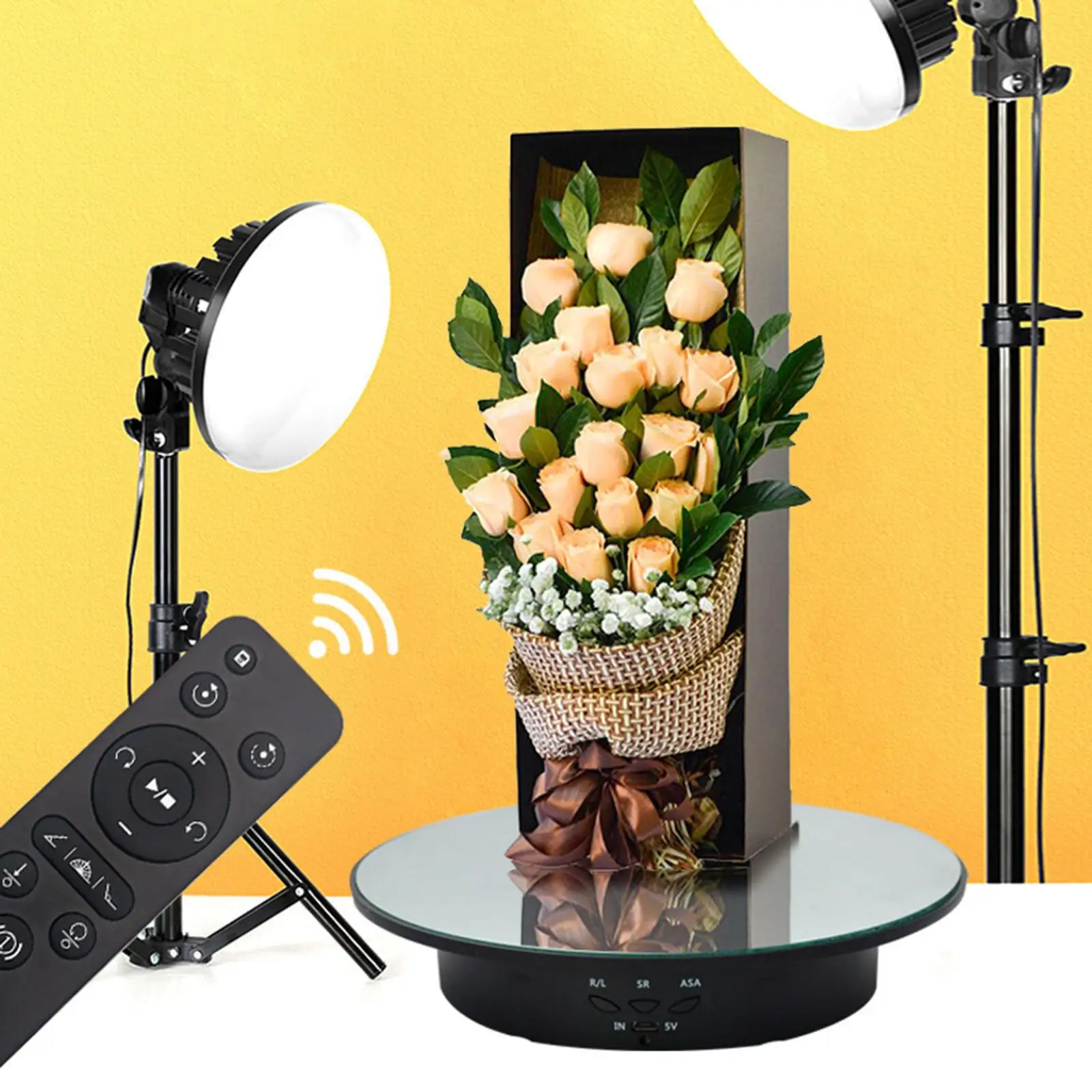 Rotating Display Stand 360 Motorized Turntable Remote Controlled Platform for Jewelry Toy Model Phone Photo Display