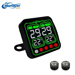NEW Model Waterproof 8-In-1 Motorcycle Led TPMS Display Tire High Temperature Alarm Tire Pressure Alarm With 2 External Sensors