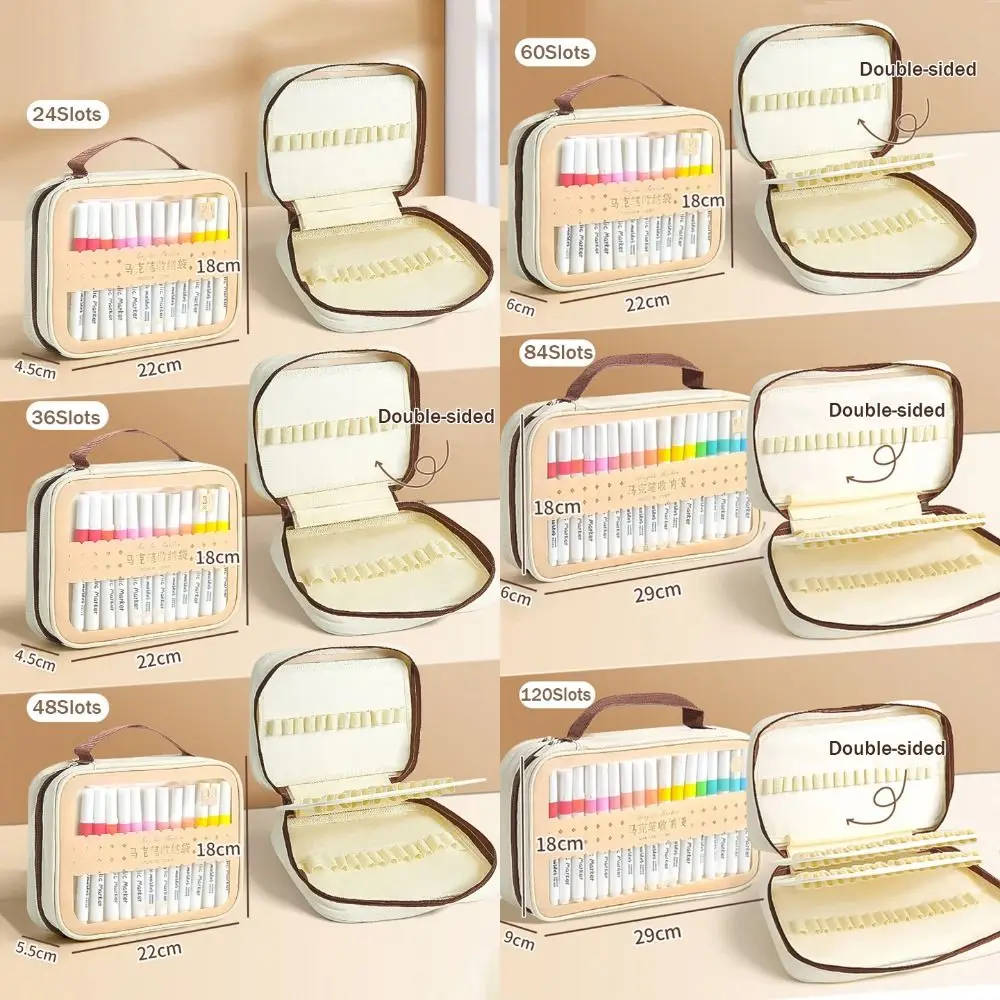 24/36/48/60/84/120 فتحات قلم تحديد حقيبة التخزين سستة إغلاق سعة كبيرة حقيبة أقلام رصاص انفصال المائية القلم حقيبة التخزين